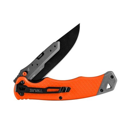 TRUE BRANDS Swift Edge Replaceable Blade 4 Fast Flip Knife with Orange TPR Handle TRU-FMK-1005